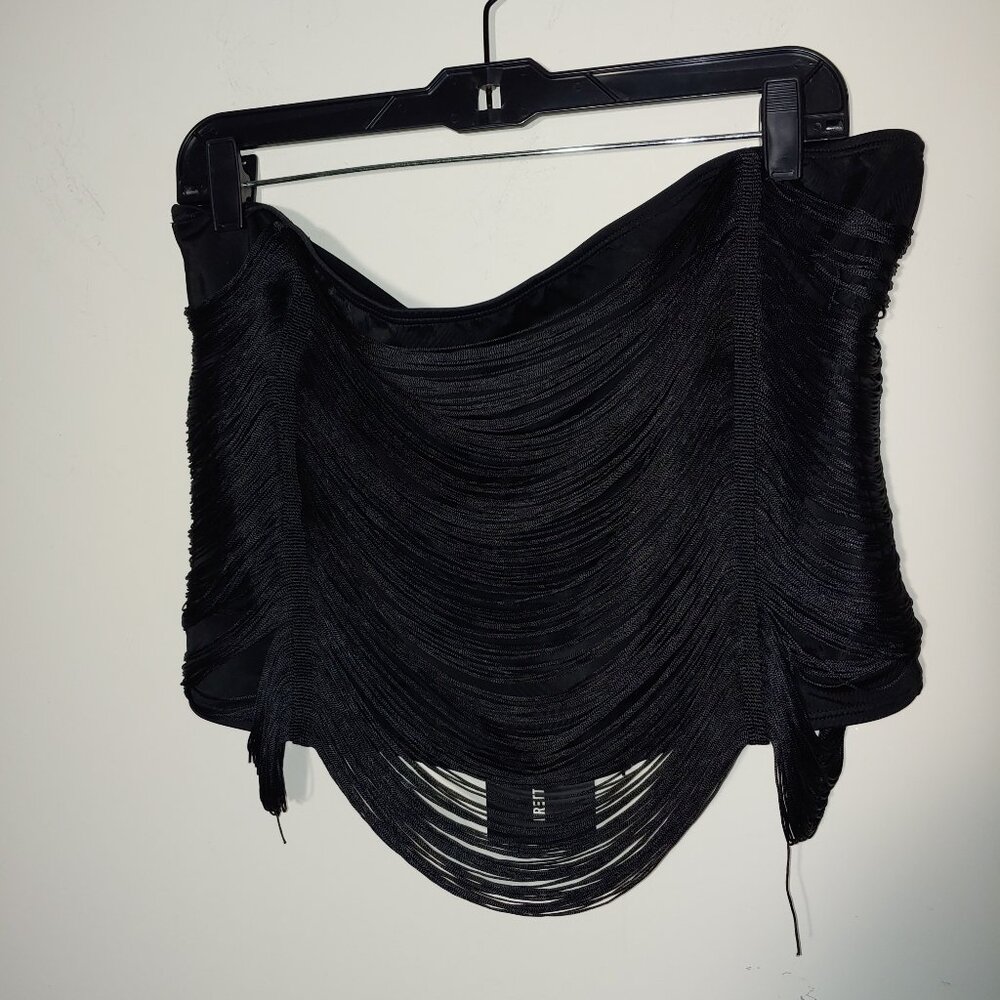 PrettyLittleThing Black Tassel Bandeau Crop Top Plus Size 18